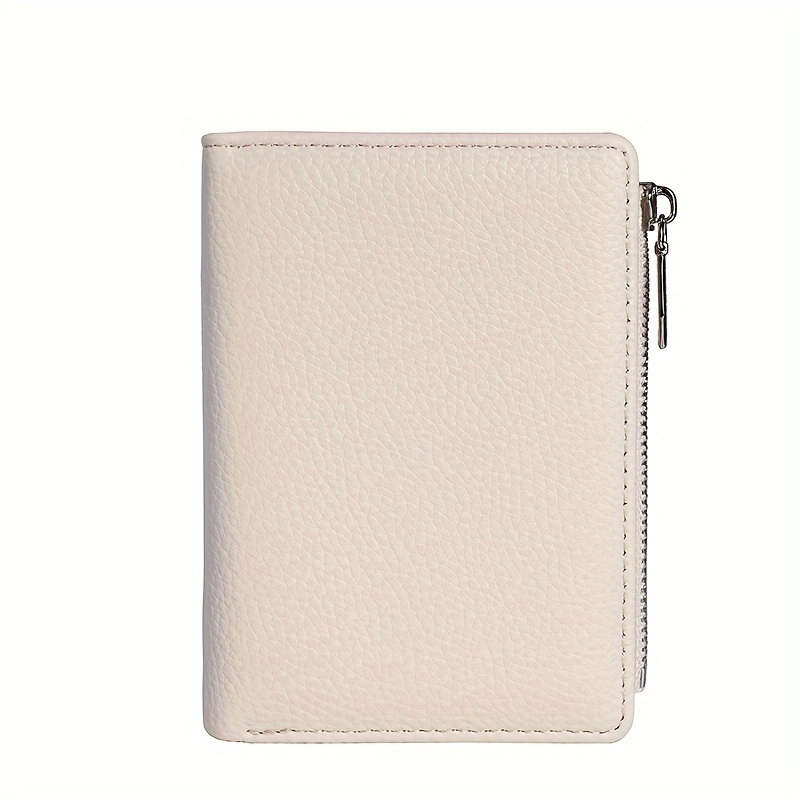 Women's Minimalist Wallet - Compact Double-fold Zippered Card Holder & Coin Pocket, Snap Closure Short Wallet Suitable For Students & Professionals, & - Blank Wallet