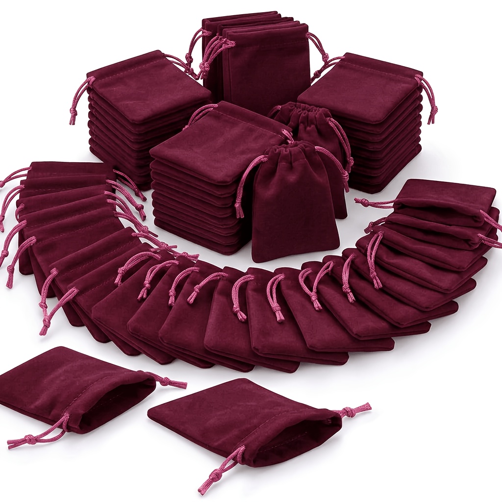 TEMU Paquete de 40 bolsitas de terciopelo multicolor pequeñas con cordón, adecuadas para recuerdos de boda, neceseres de joyería, organizadores de