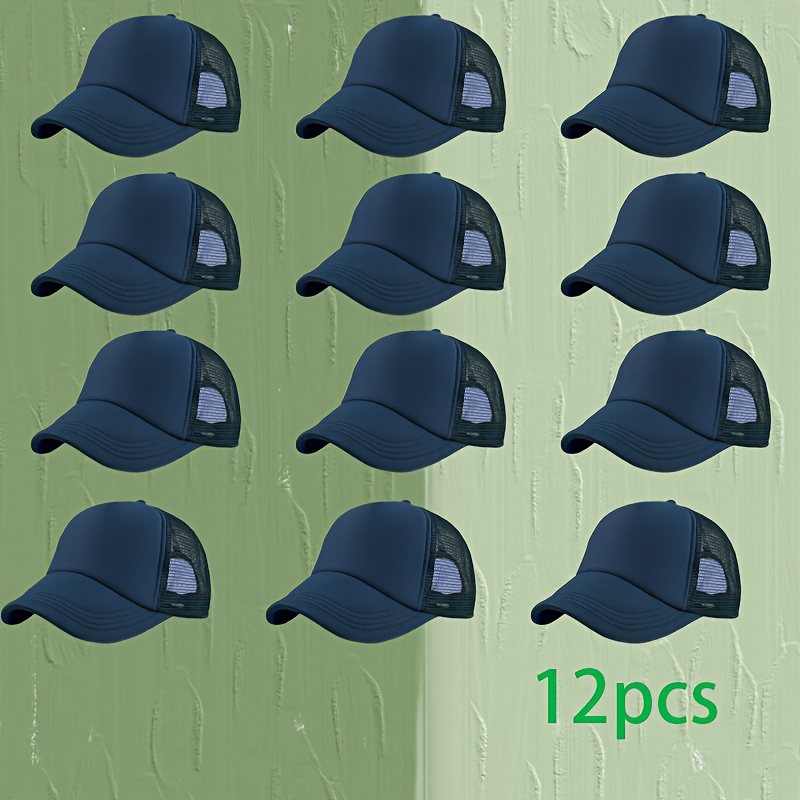 12pcs Custom DIY Pattern Printed Mesh Baseball Caps, Fashionable Style