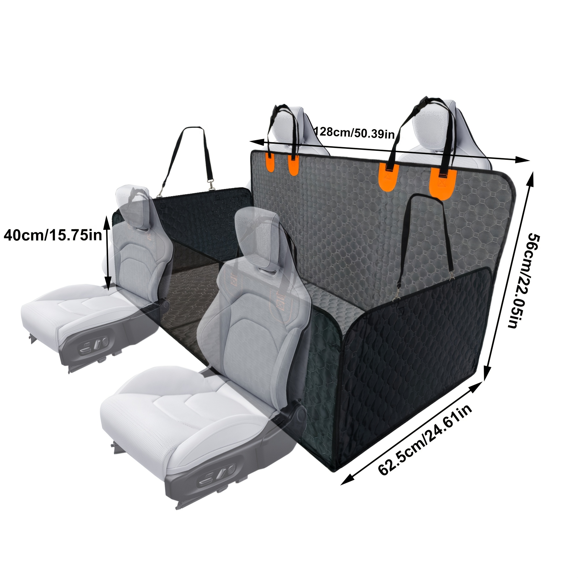 TEMU A Durable Pet Seat Cushion Designed For Cars, Featuring A Hammock Style For Backseat Extension, Complete With A Mesh Pocket. This Heavy-duty