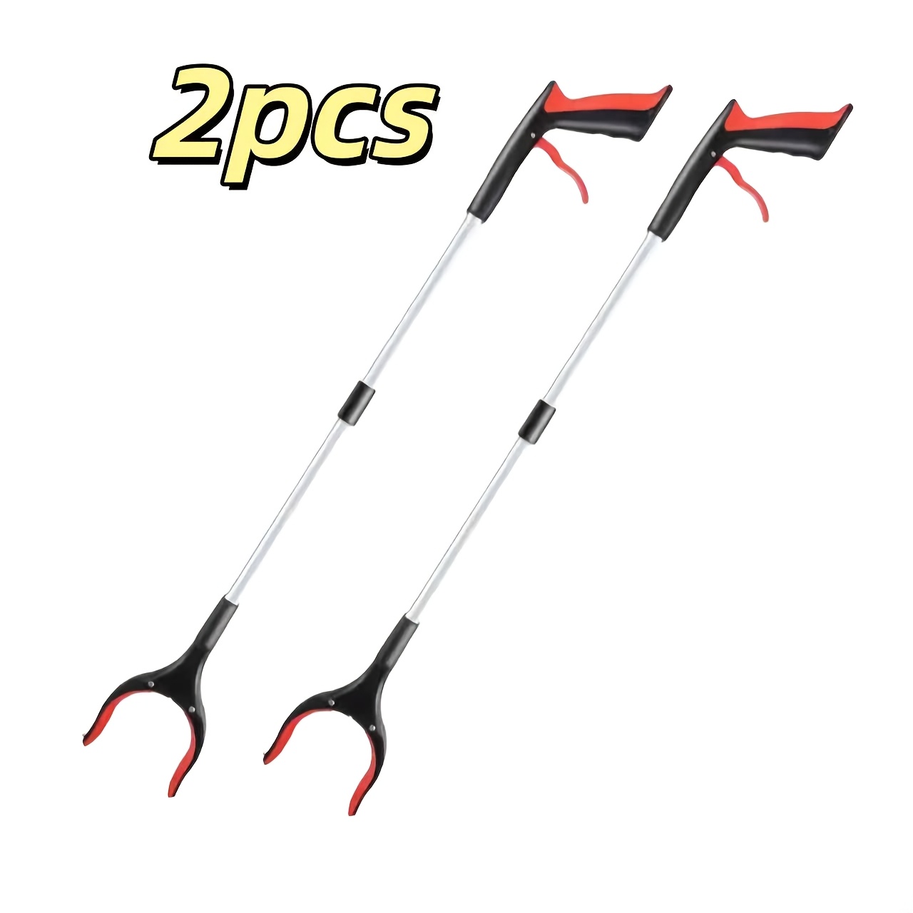 2pcs 33 inch heavy duty foldable pickup tool with 360 swivel magnetic tip and ergonomic handle lightweight long arm trash grabber for indoor outdoor use by seniors and people with disabilities durable metal construction space saving design