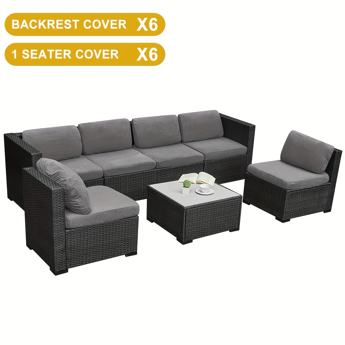 TEMU Parure de 12/14 housses de coussin de canapé d'extérieur jacquard de , housse de + housse de coussin d'assise