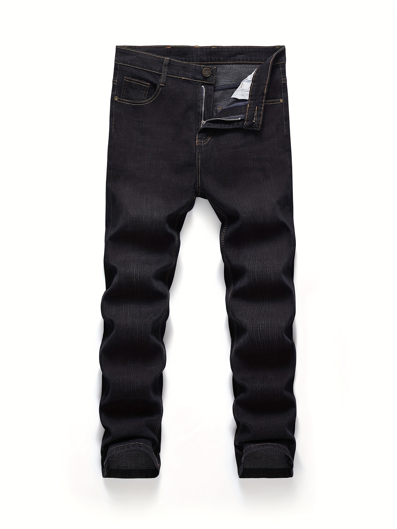 Полуформальные джинсы классического дизайна, мужские повседневные брюки из эластичной джинсовой ткани для бизнеса