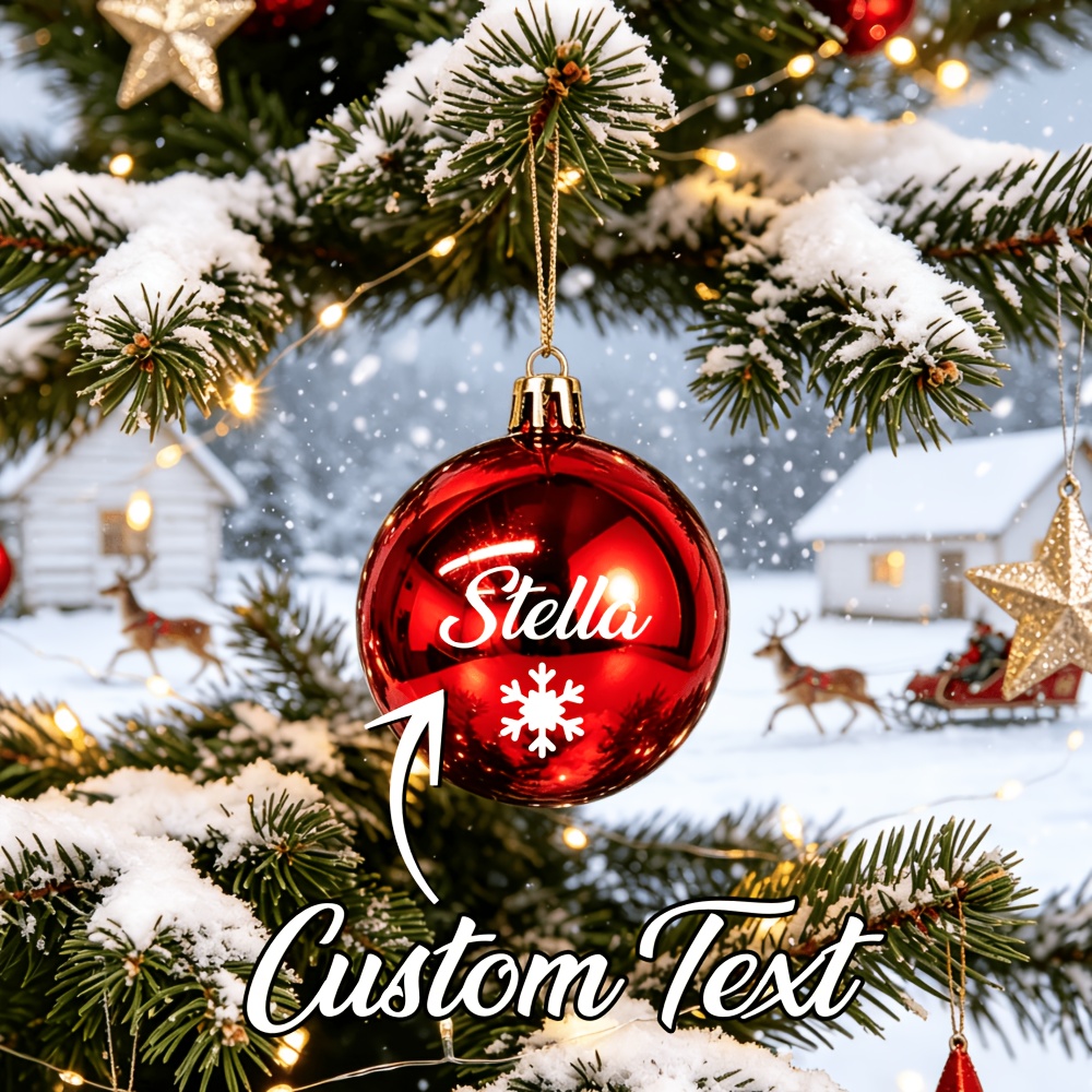 TEMU 1pc Custom Christmas Ornament, Personalized Christmas Gift, Family Christmas Decorative Ball With Snowflakes, Custom Name Christmas Decorative