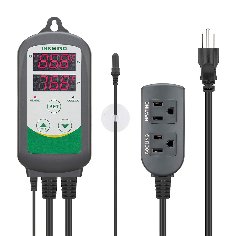 TEMU Thermostat With App Control (for /) & Dual Sensor Technology - Controller For Fish Tanks, Coral , Saltwater/freshwater - Compatible With Inkbird Smart App, Plug 120v, /fahrenhe