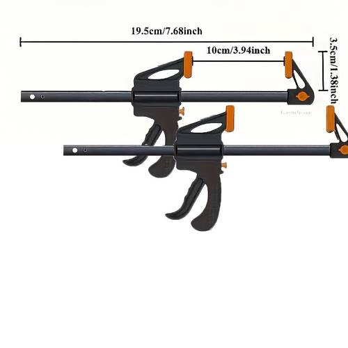 2pcs woodworking quick clamps one handed operation 4inch mini ratchet clamps with dual orange trigger handles metal structure suitable for crafts and wood woodworking tools