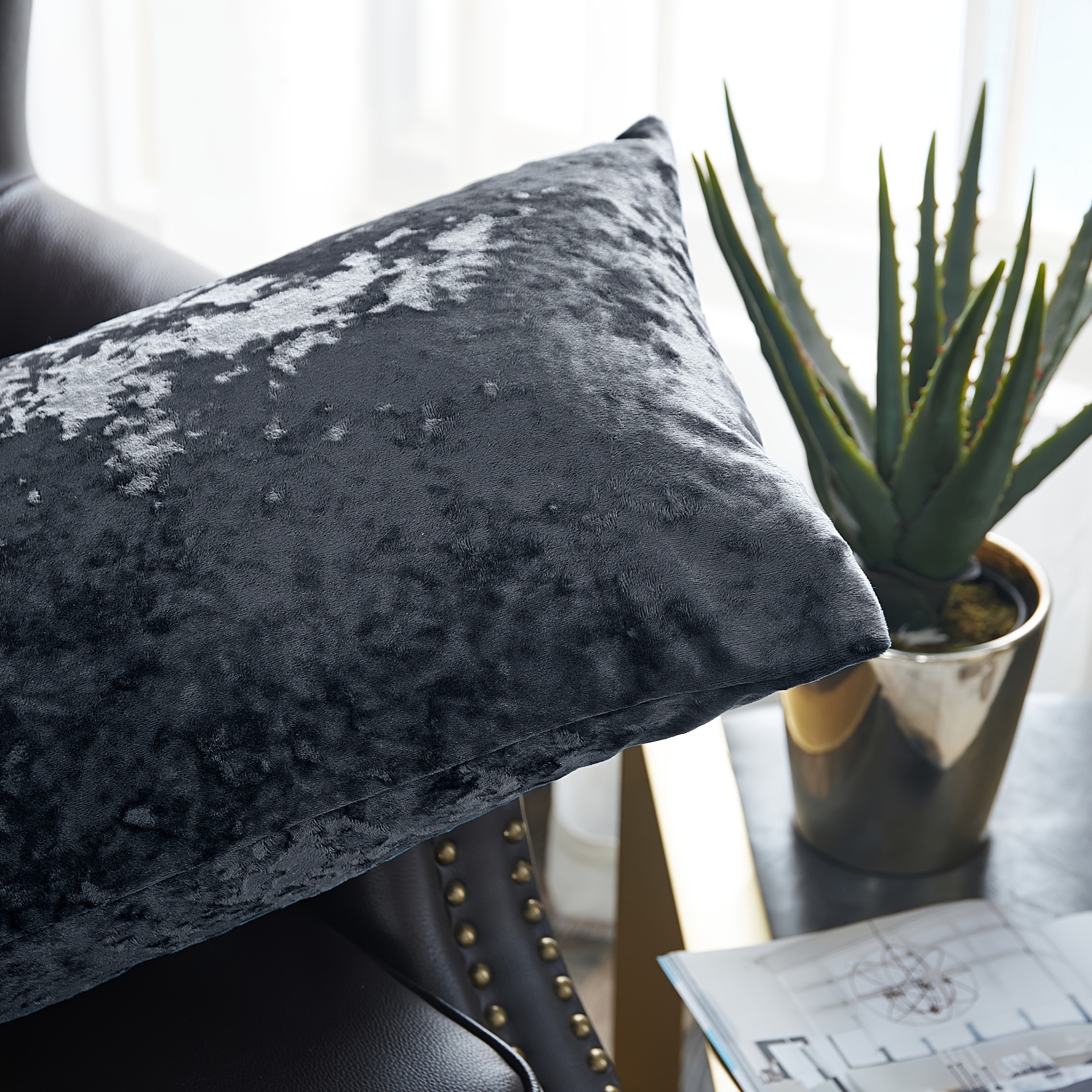 2pcs crushed velvet fuzzy soft decorative throw pillow covers set with double sided no insert stylish cushion cover for sofa couch chair living room bedroom decor Product details 8