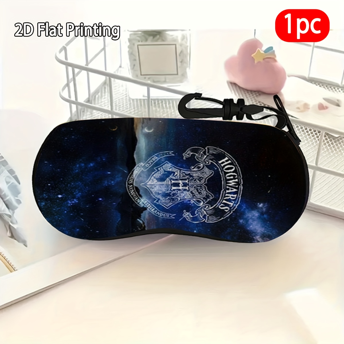 1pc, Hogwarts Starry Sky, Themed Glasses Case, Halloween, Christmas Gift, Portable Travel Accessory, Daily Use, Fashionable Eyewear Holder, Unisex Fashion Accessory, Multi-Purpose Suitable for Glasses and Accessories, Holiday Gift for Family and Friends, Suitable for Travel Glasses, Portable with Hook, Reusable, Contact Lens Case, Contact Lens, Robin Case