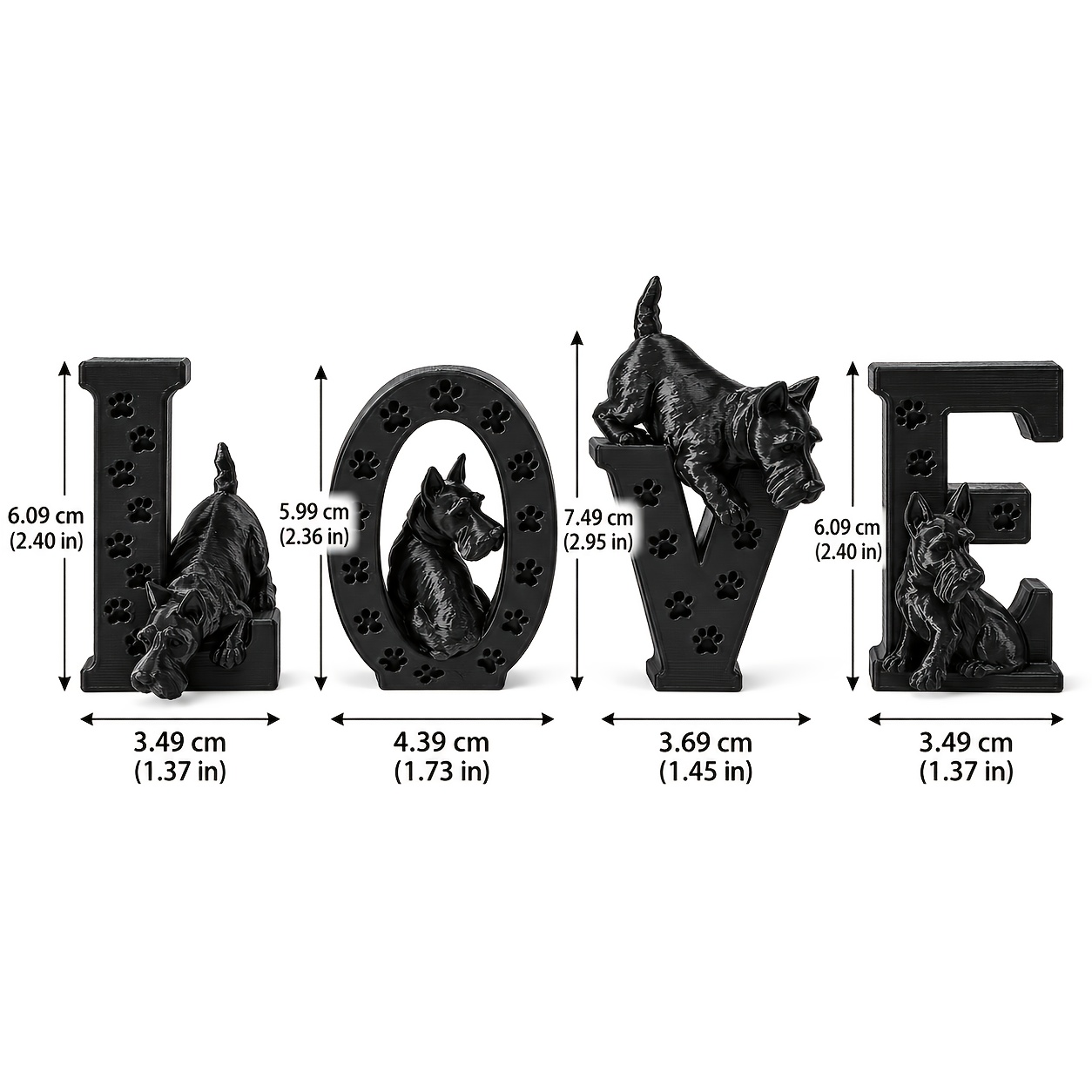 TEMU 4pcs, Love Letters And Scottish Combined Sculpture Ornaments, 3d Love Letters With Multiple Scottish , Modern Easy Style, Suitable For Living