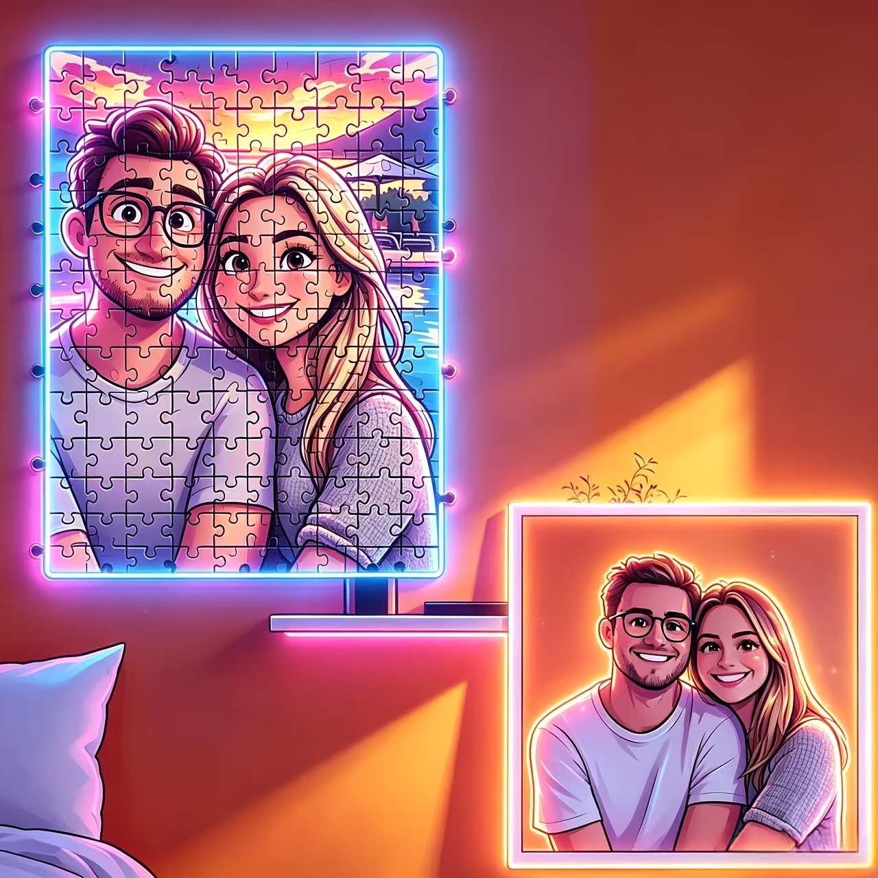TEMU Personalized Portrait Custom Ai , Anime Style, 1pc Personalized Custom Puzzle, Family Photo, ' Photo, Couple's Photo, Is A Good Home Decoration,