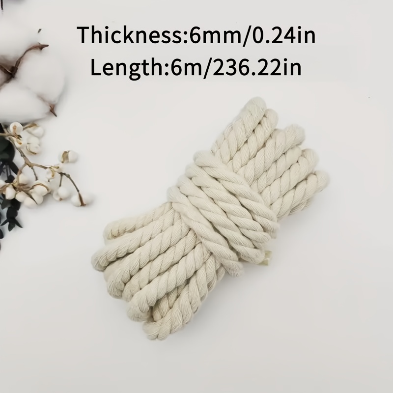 White Braided Cotton Rope, 5/6/8mm Thickness, For Holiday Decorations, Gift Wrapping, Crafting, And Tying