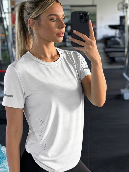 camiseta de manga corta de rápido para mujer, transpirable y cómoda, adecuada para deportes, exteriores, viajes, ocio, entrenamientos y uso