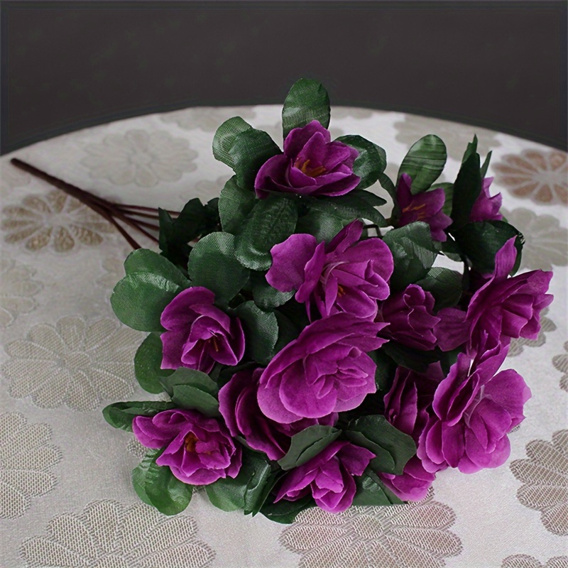 1 Branch, With 21 Artificial Azalea Flowers, Used For Outdoor Decoration, Front Yard Embellishment, And Balcony Adornment