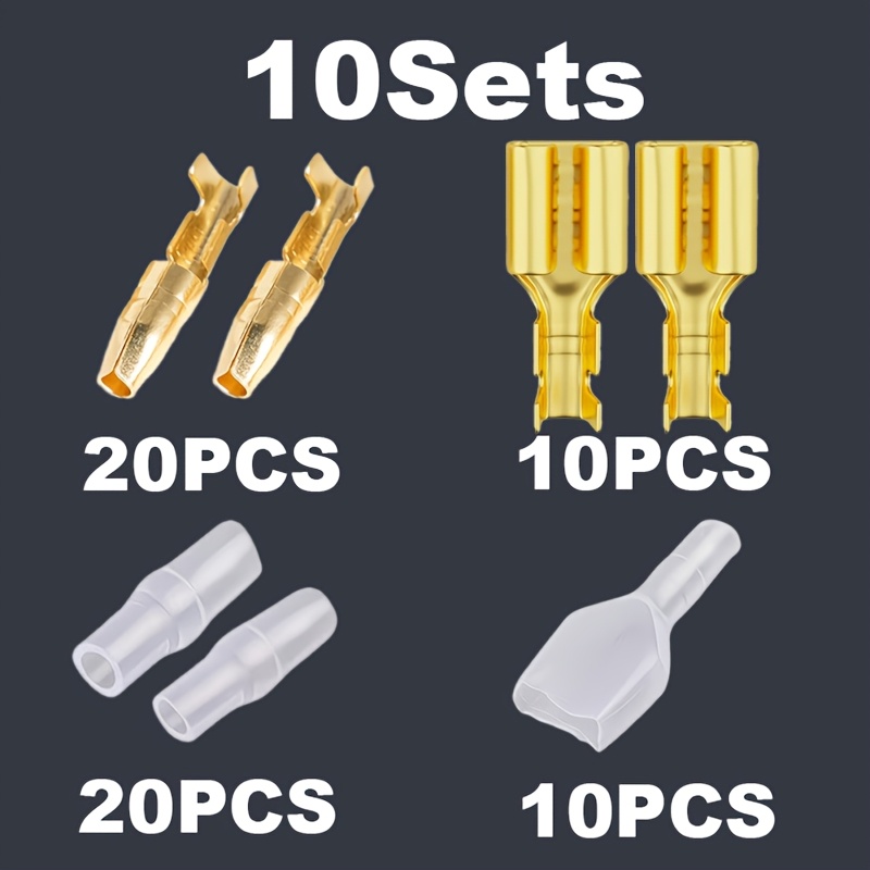 TEMU 10 Sets van 4.0mm Diameter -Vormige Krimpklemmen, Inclusief Vrouwelijke en Mannelijke Terminals en een Schild; 1 Input en 2 Outputs. Geschikt