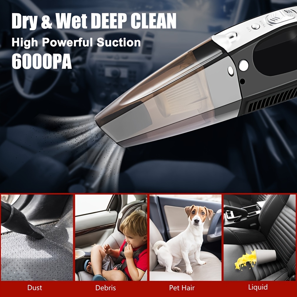 

Lighting And Inflatable 4-in-1 Multifunctional Car Vacuum Cleaner, High-power Tire Inflatable Portable Car Vacuum Cleaner