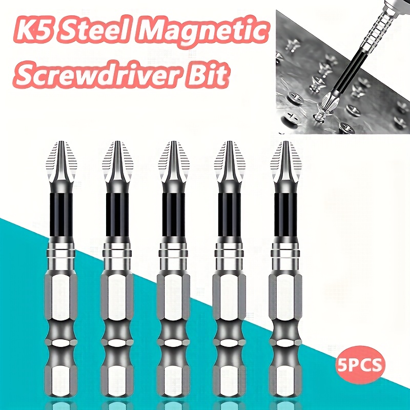 Temu – TEMU 5pcs K5 Magnetic Screwdriver Bit Set, With Anti-slip Tooth Design, Impact-resistant And Thread Drill Bits For Electric Drills And Power Tools,