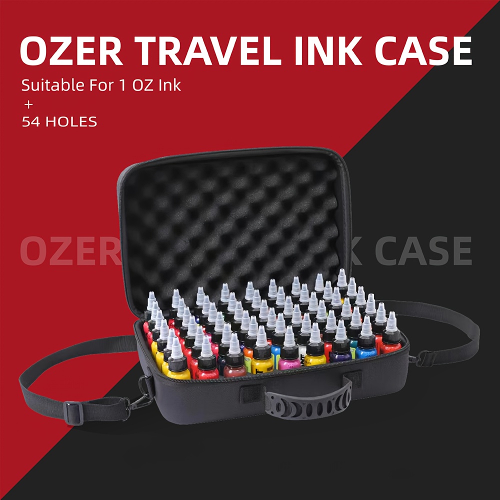 

1pc Extra Large Capacity Travel Travel Tattoo Can Hold 54 Bottles Of 1oz Color , Back Or Shoulder, More Suitable For Tattoo Beginners And Without Color