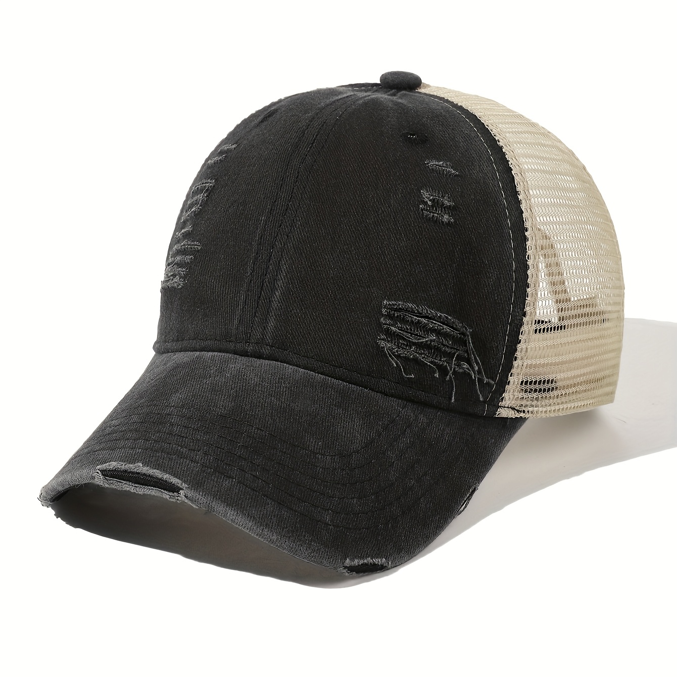 Image of 1pc Unisex Street-style Simple Vintage Washed Baseball Cap For Outdoor Leisure And Vacation