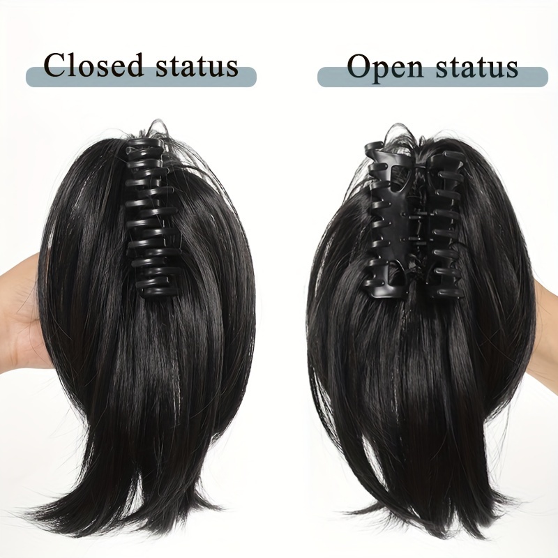 chic claw clip ponytail extension for women straight synthetic hair versatile easy to style details 2