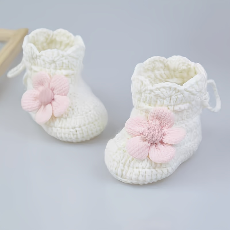 Handmade Soft-soled High-top Boots For Baby Girls, Featuring Flower Designs, Perfect As A Birthday Gift