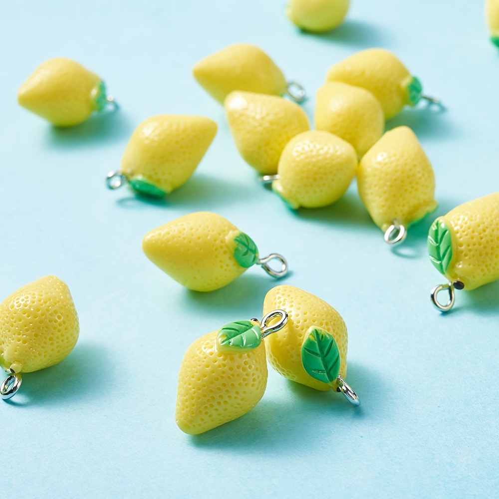 

10 Pcs Yellow Resin Cute Lemon Charms - Perfect For Jewelry Making Diy Necklaces, Bracelets, Earrings, Key Chains & Accessories