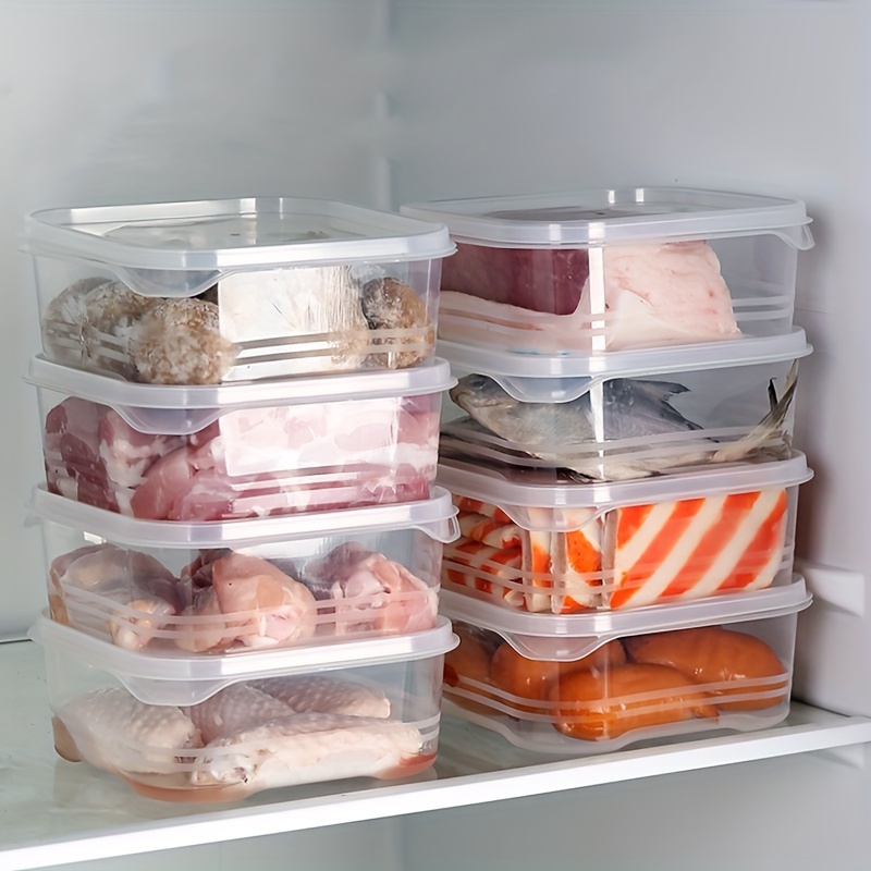 10 pack   bpa free pp material transparent refrigerator organizer bins with removable covers uncharged food storage containers for meat produce and lunch boxes kitchen accessories for dining and camping Product details 4