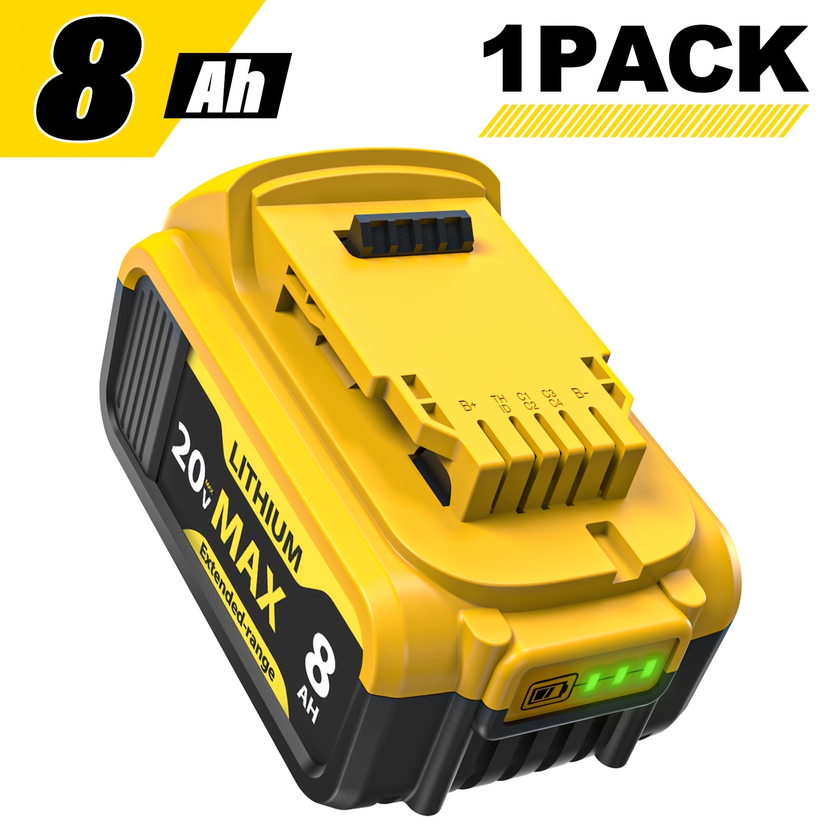 TEMU 4/1 Pack Replacement Battery In 20v 8.0ah 20v Compatible With Batteries Dcb200 Dcb201 Dcb206 Dcb210 Dcb203 Applicable To 20v And Cordless Power