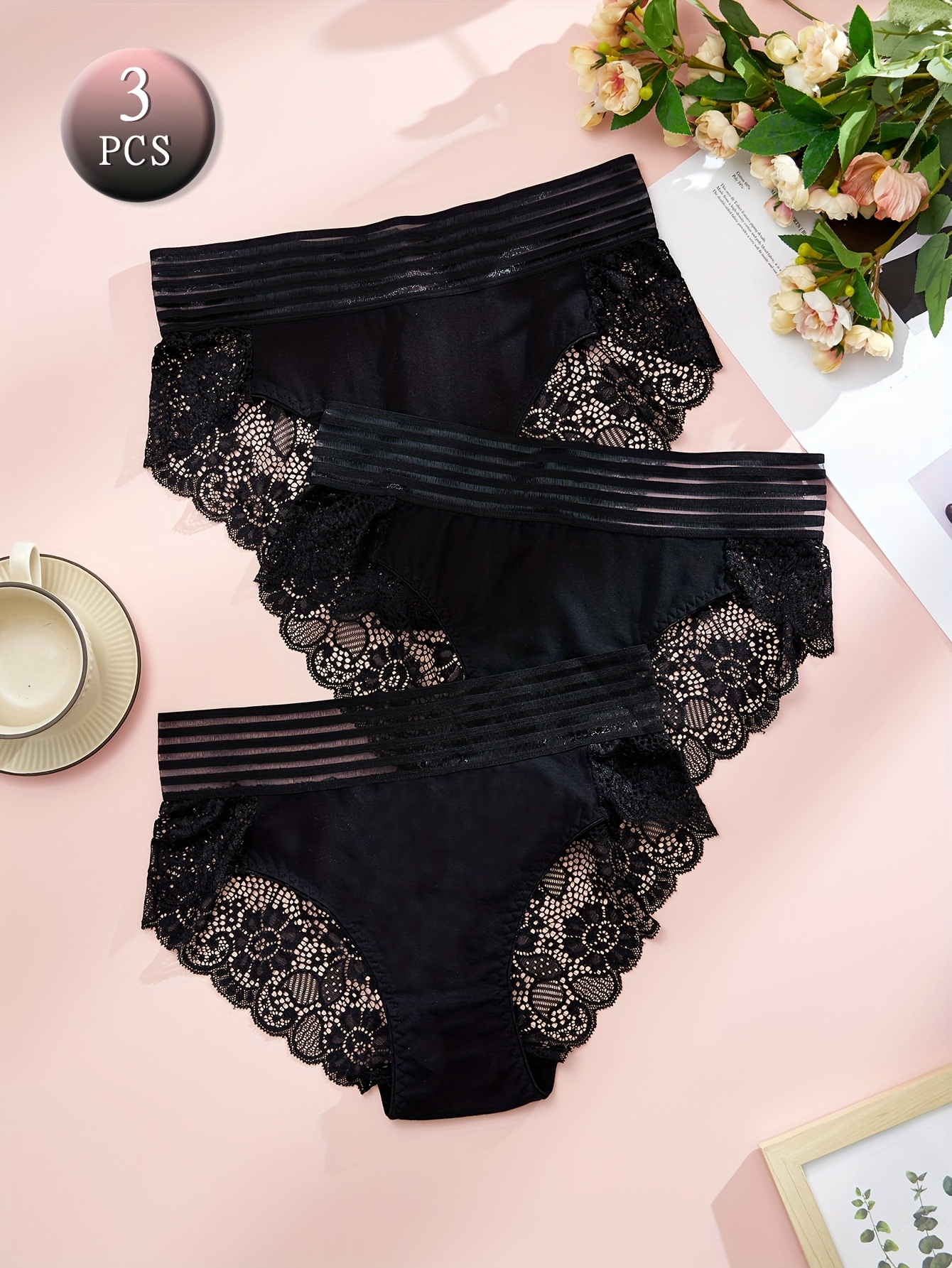 3pcs bragas encaje sexy tallas ropa interior Temu Spain