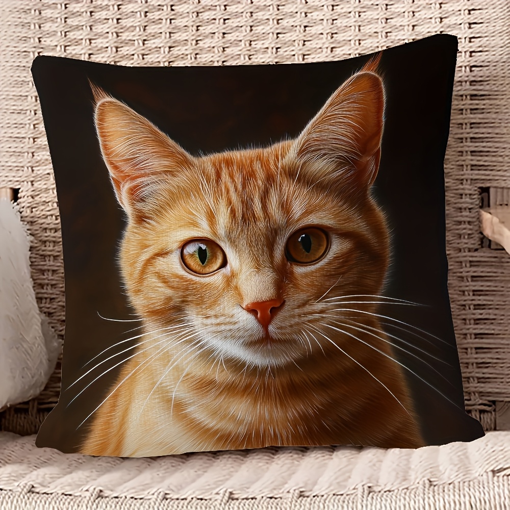TEMU 2d Flat - A Vintage Pillowcase Made Of Velvet Fabric, Machine Washable, With A Zipper Closure, Featuring A Polyester Decorative Cushion Cover