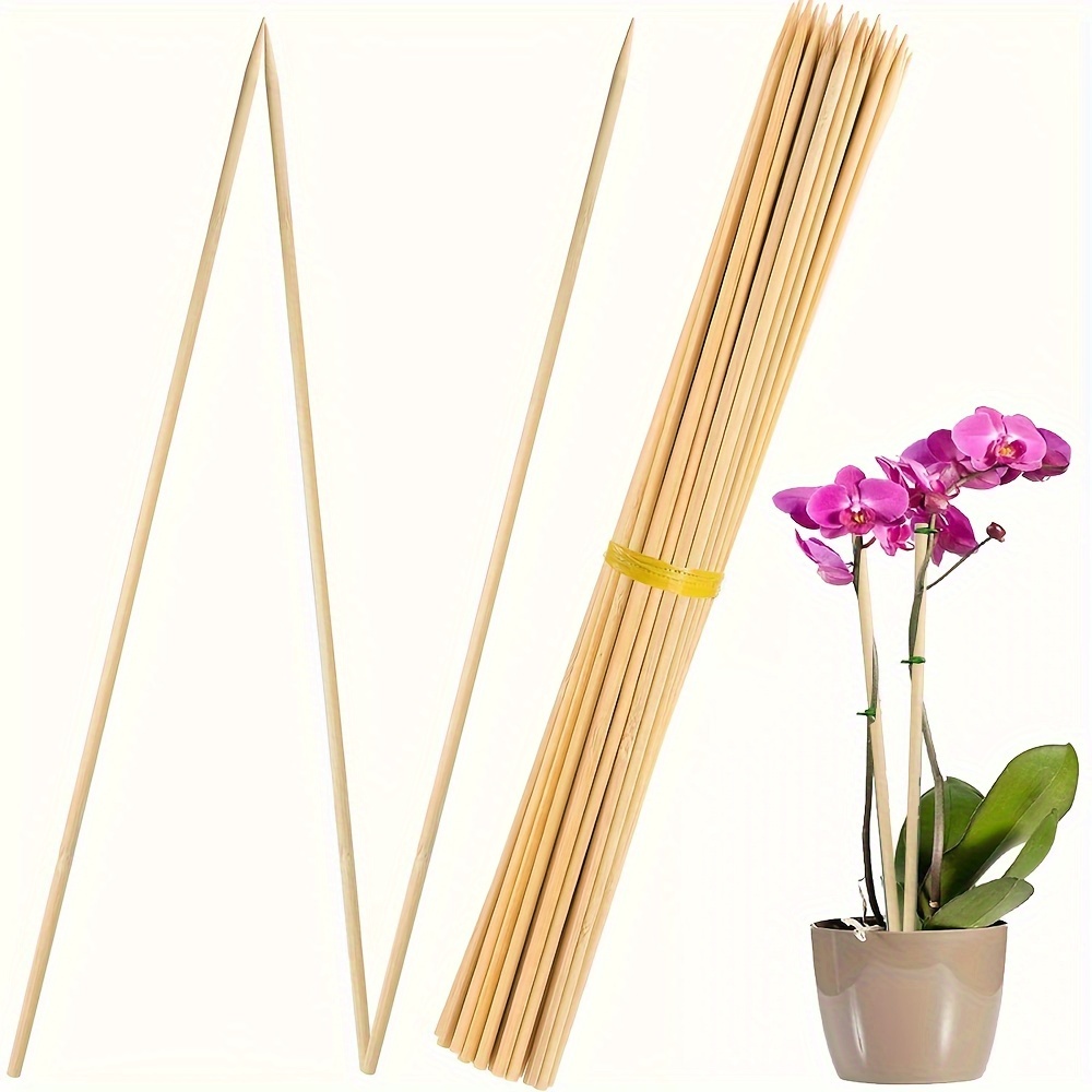 

50pcs Bamboo Wooden Garden Stakes, 16-inch Plant Support Sticks For Indoor Gardening, Flower Potted Plant Holder & Crafts