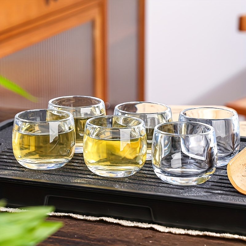 TEMU 6pcs. Thick And Shiny Crystal Glass Tea Cups. Used For Tea Cups, Whiskey Glasses, Glasses, Vodka Glasses, Liquor Glasses, Etc., Suitable For