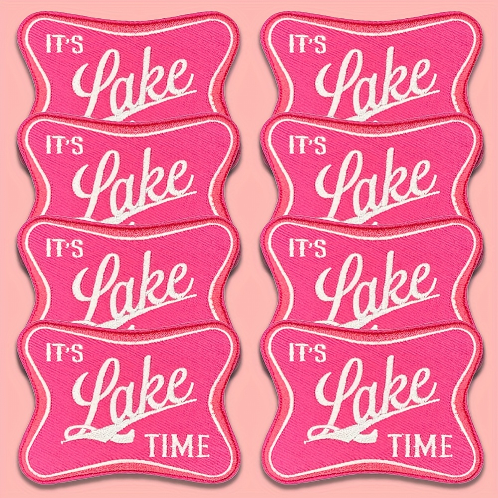 TEMU 8pcs Per Set Of " Lake Time" Embroidered Patch Cloth, Suitable For Clothes, Hats, Bags And Diy Making