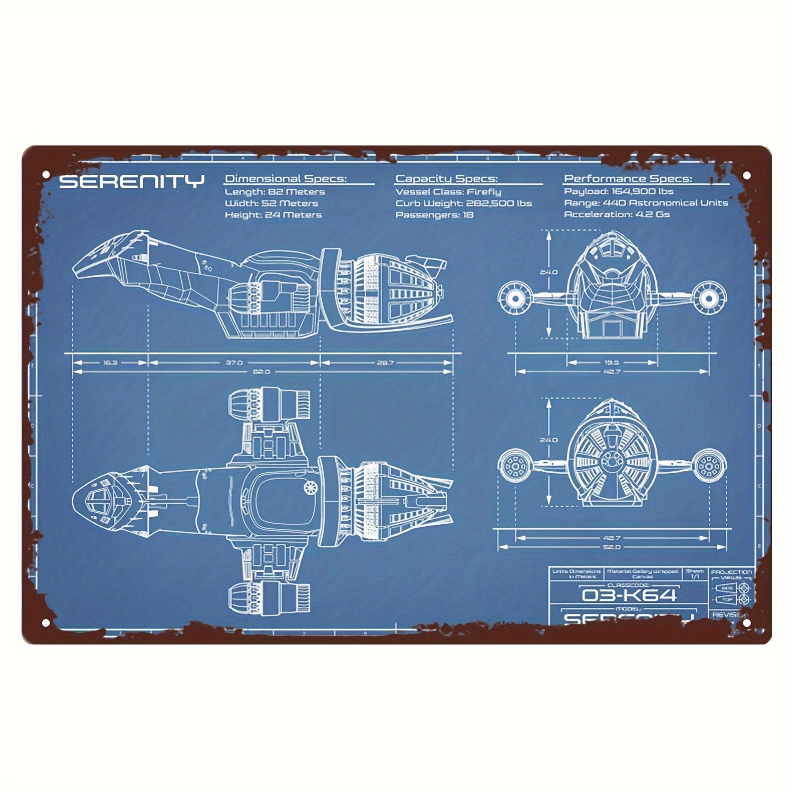 

Serenity Firefly Spaceship - 8x12" Frameless Aluminum Wall Art, Craft & Decor