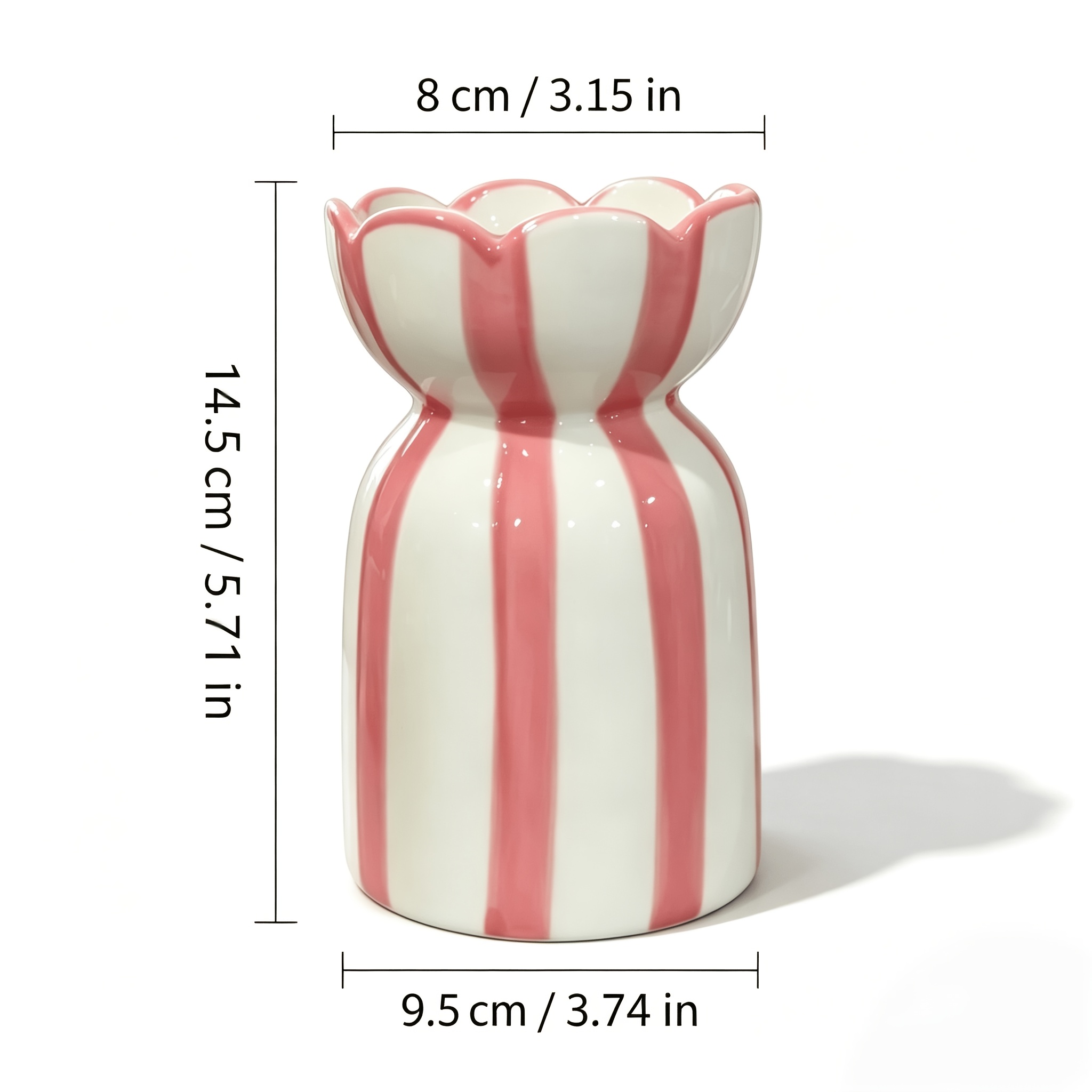 TEMU Vase rond en céramique peint à avec rayures - Moderne et , convient pour meuble TV, entrée, décoration de maison et de bureau - Vase de couleur
