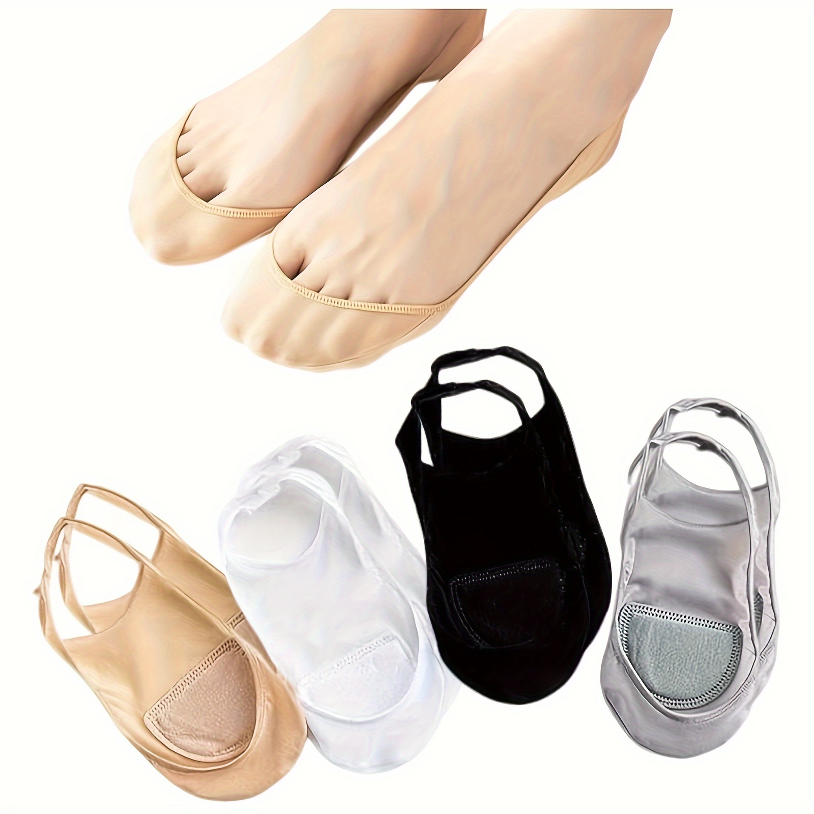 

4 Pairs No Show Liner Socks, Non-slip Low Cut Invisible Socks, Women's Stockings & Hosiery
