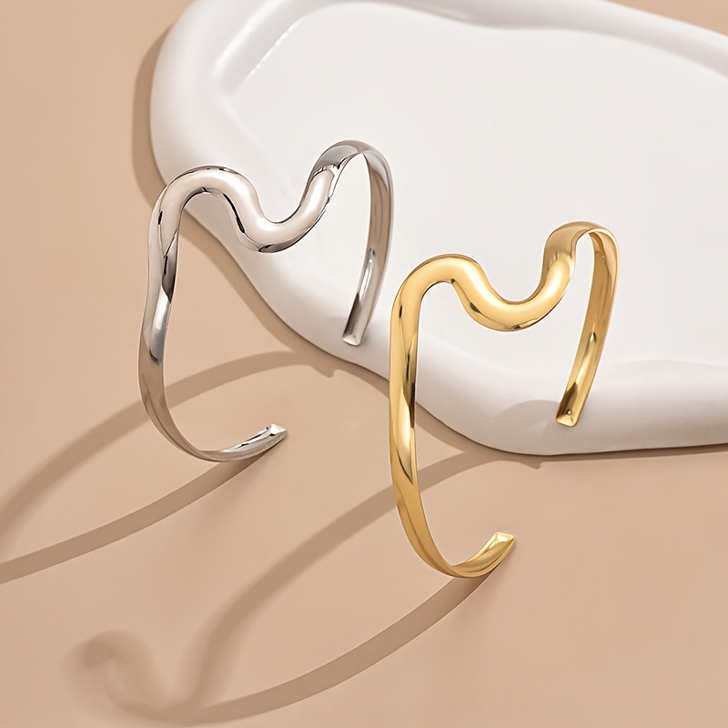 2pcs/set Wave-shaped Arm Bangle Women