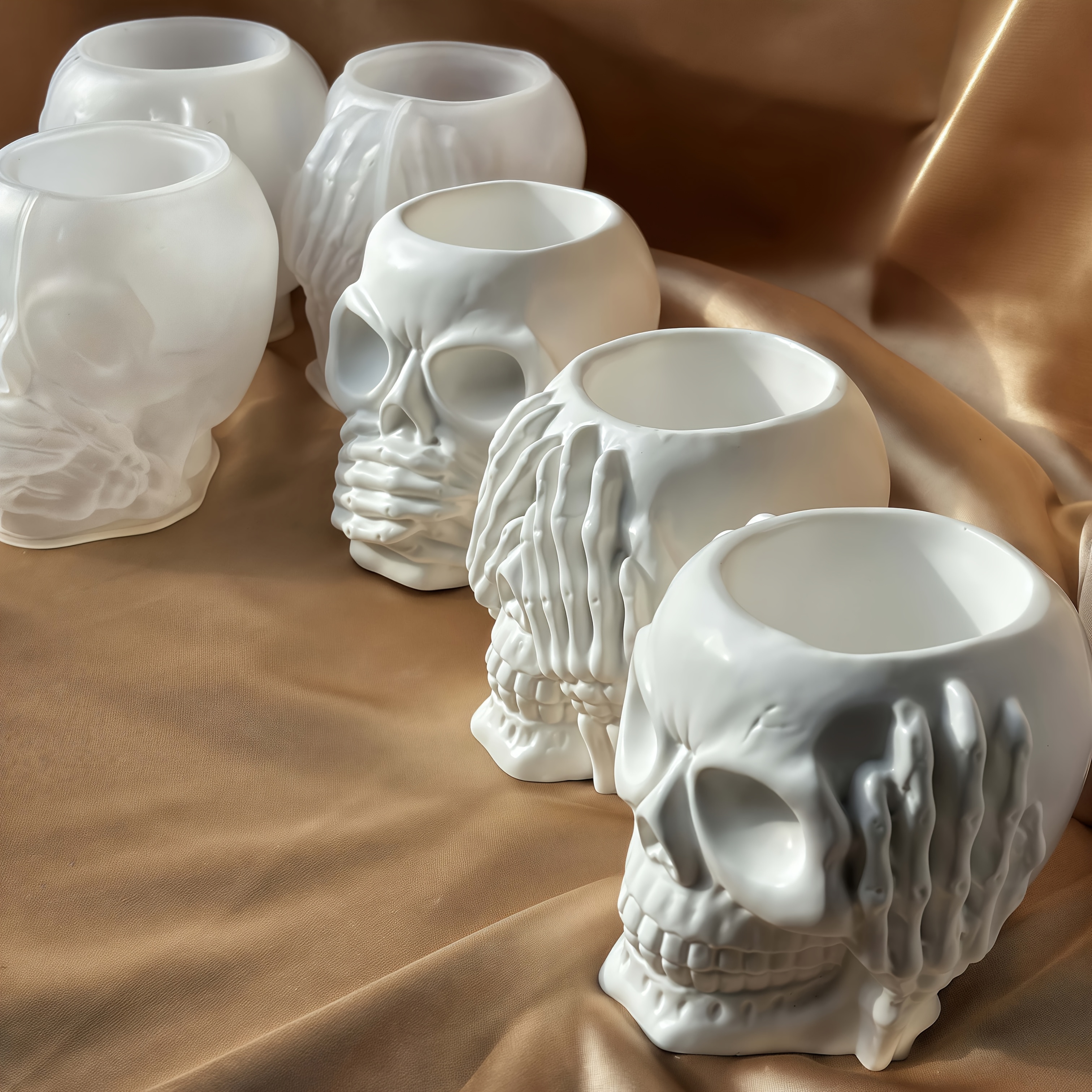   de manualidades de halloween - moldes de silicona para porta bolígrafos de calavera diy & macetas espeluznantes - formas de fundición de resina y   versátiles para decoración  