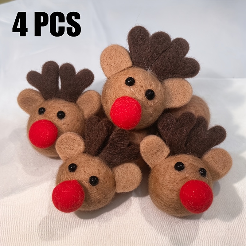 TEMU 4pcs Felt Reindeer Ornaments, Elk With Red Noses, Christmas Party Decorations, Table Centerpieces, And Décor. Christmas Ornaments, Halloween And