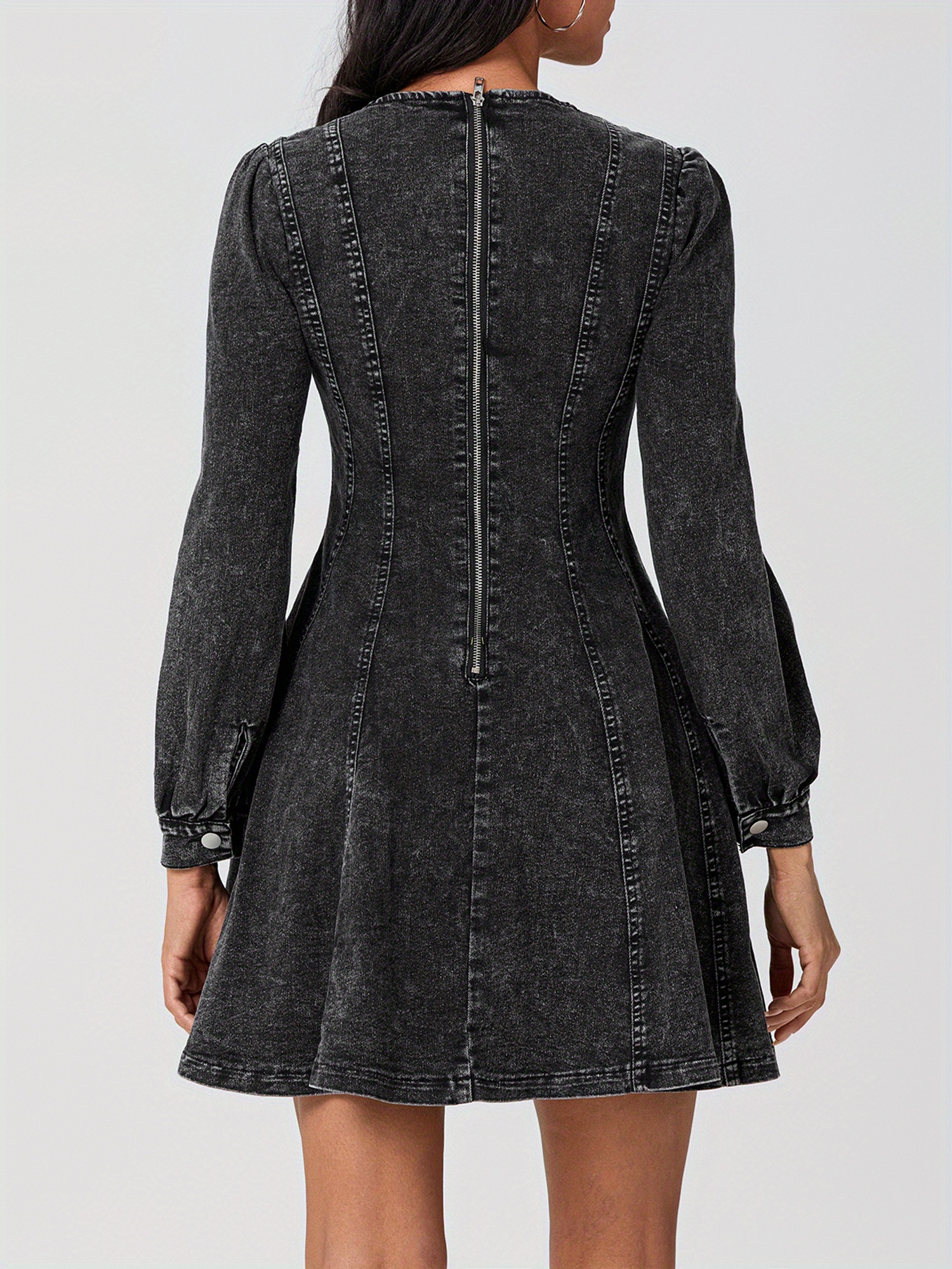 black denim dress long sleeve Clea Denim Dress – AMUR