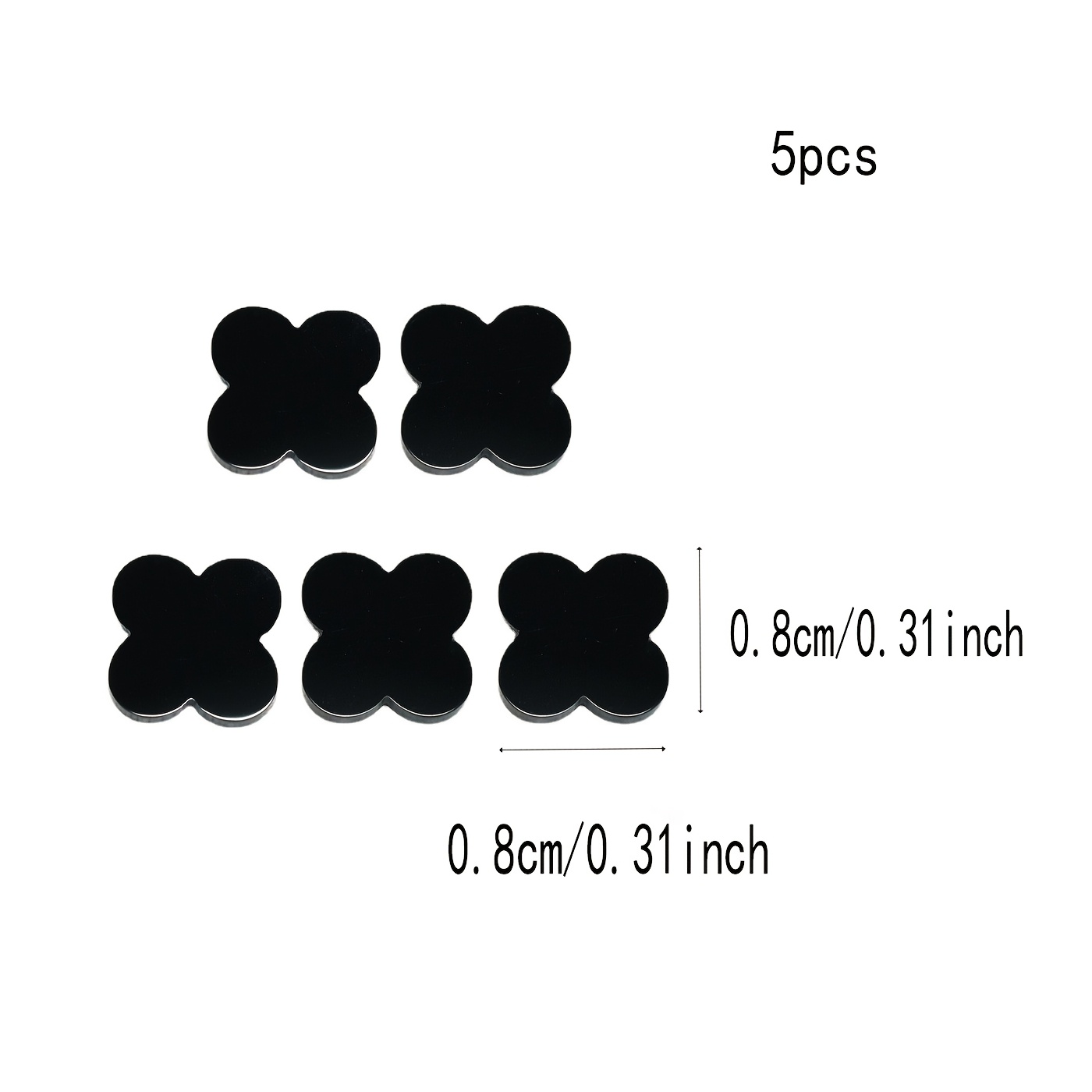 TEMU 5pcs 8/12Mm Trèfles à Feuilles en Agate : Noir Jet de l'Encre, avec une Élégance Cool et Sophistiquée. Idéal pour ou Bracelets, Parfait pour les