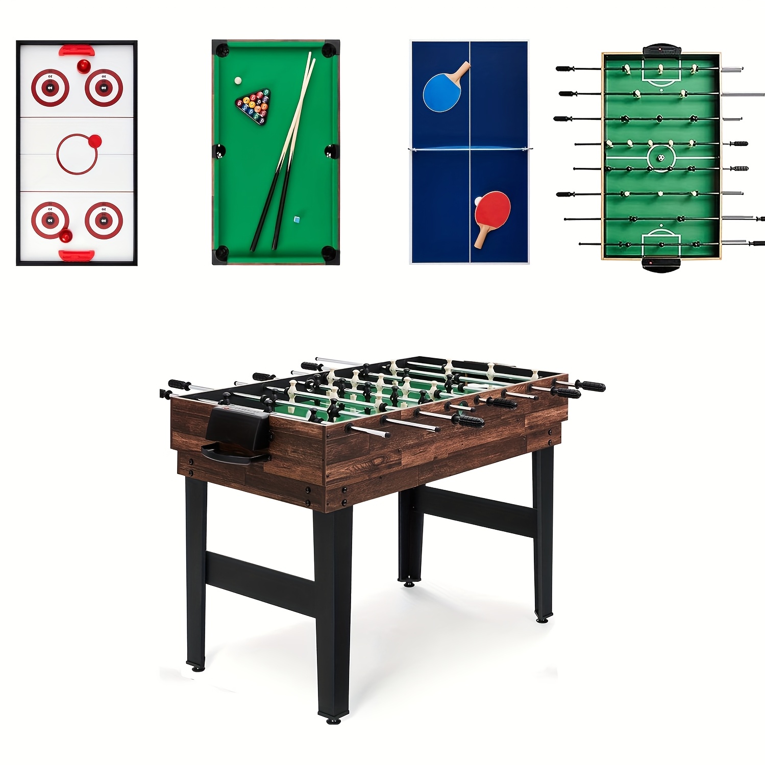 Image of 5 In 1 Multi Game Table, Combo Sports Game Table For Pool Table, Foosball Table, Table Tennis Table, Air Hockey With All Accessory Great Gift For Adult, Without Battery