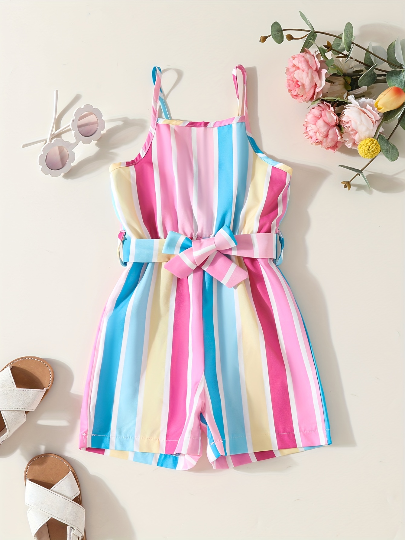 Stylish Casual Sleeveless Belted Jumpsuit with Straps for Outdoor Spring And Summer Wear.