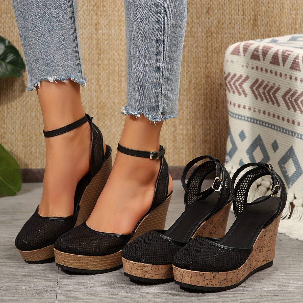 Anti-slip Zomerschoenen CELANDA Open Kantsandalen Met Sleehak – Leren Platformschoenen Zacht & Licht Voor De Zomer Modieuze Sandalen Dames