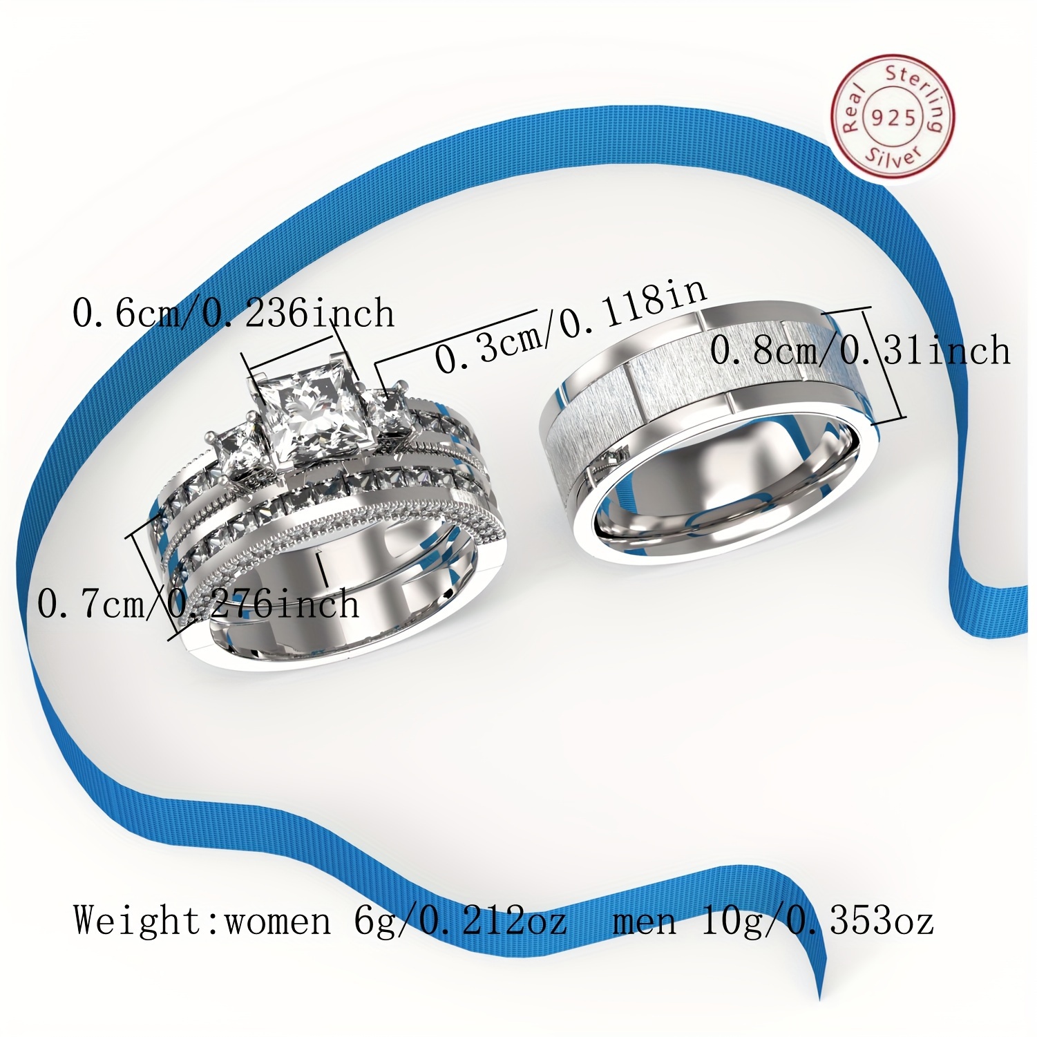 wedding ring sets promise ring couples bridal sets women 925 - Temu