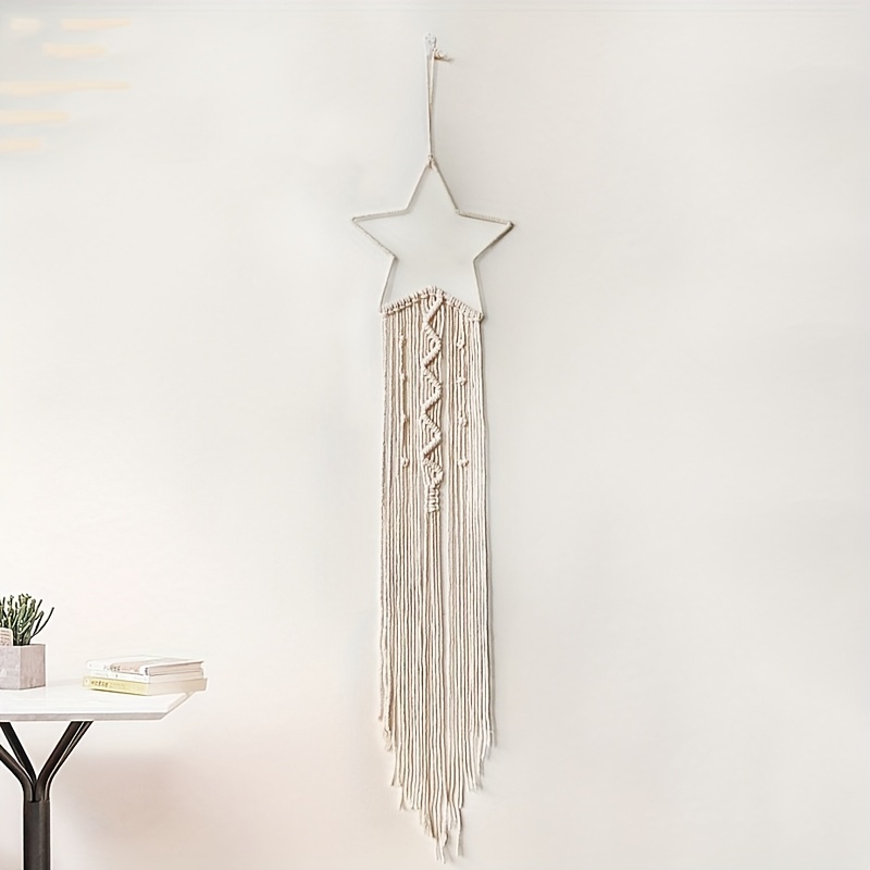 Image of Star And Moon Handmade Creative Gift Hanging Ornament - Simple And Decor Wall Hanging For Interior Decoration