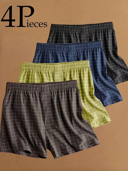 4 Pairs of Matching Men S Arrow Pants, in Each of , Mesh Solid Color Arrow Pants, Loose And Comfortable, Men S Boxer Shorts, Style