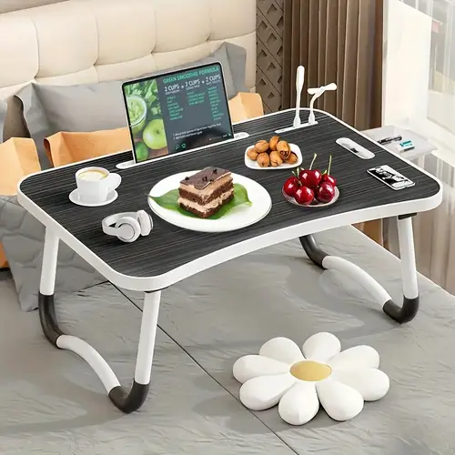 ultra large portable laptop bed table foldable desk computer desk multi functional tray holder with cup holder and drawer usb fan and for eating and writing on beds sofas floors