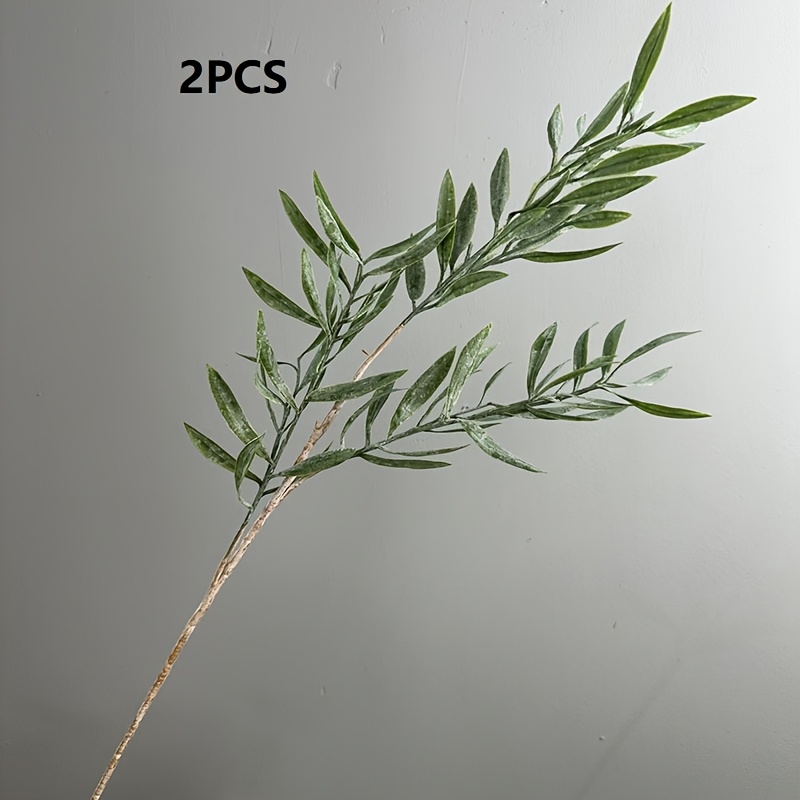 TEMU 2pcs Set Of Artificial Plant Leaves Artificial Plant Branches For Vase Flower Arrangement Bouquet Wedding Green Decor