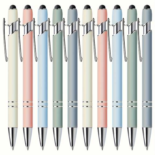 10pcs set retractable ballpoint pen non compatible multiple colors medium tip bullet refill back to school