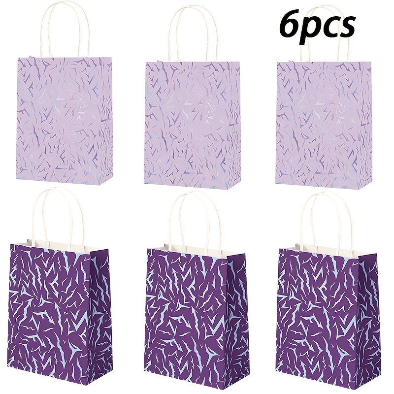 TEMU Gift For Her/him Purple Energy Favor Tote Bags With Handles, Lightning Crack Print, Mysterious Neon Glow Gift Bags For Birthday Party, Disco